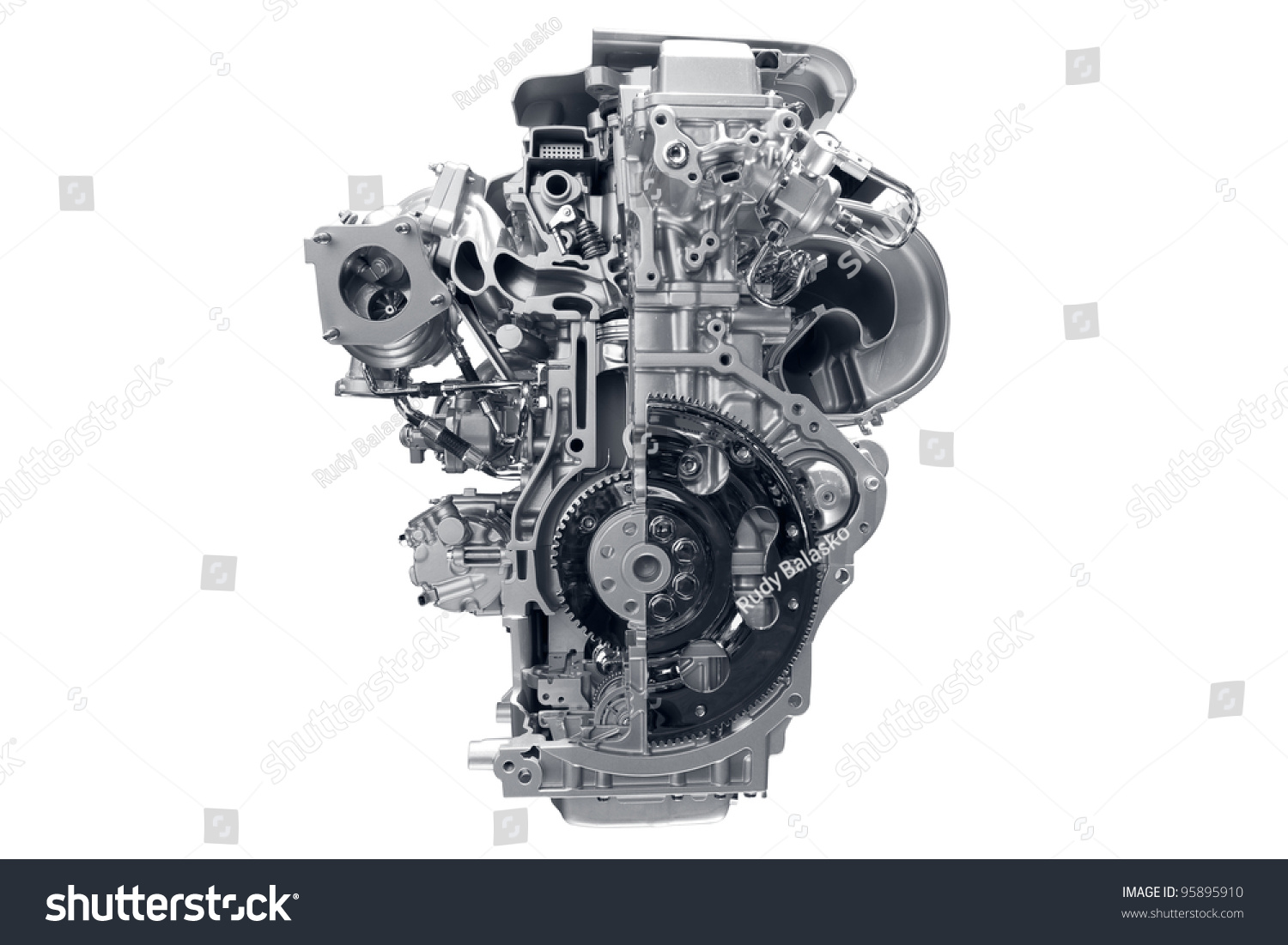 Car engine. Concept of modern car engine isolated on white background. #95895910