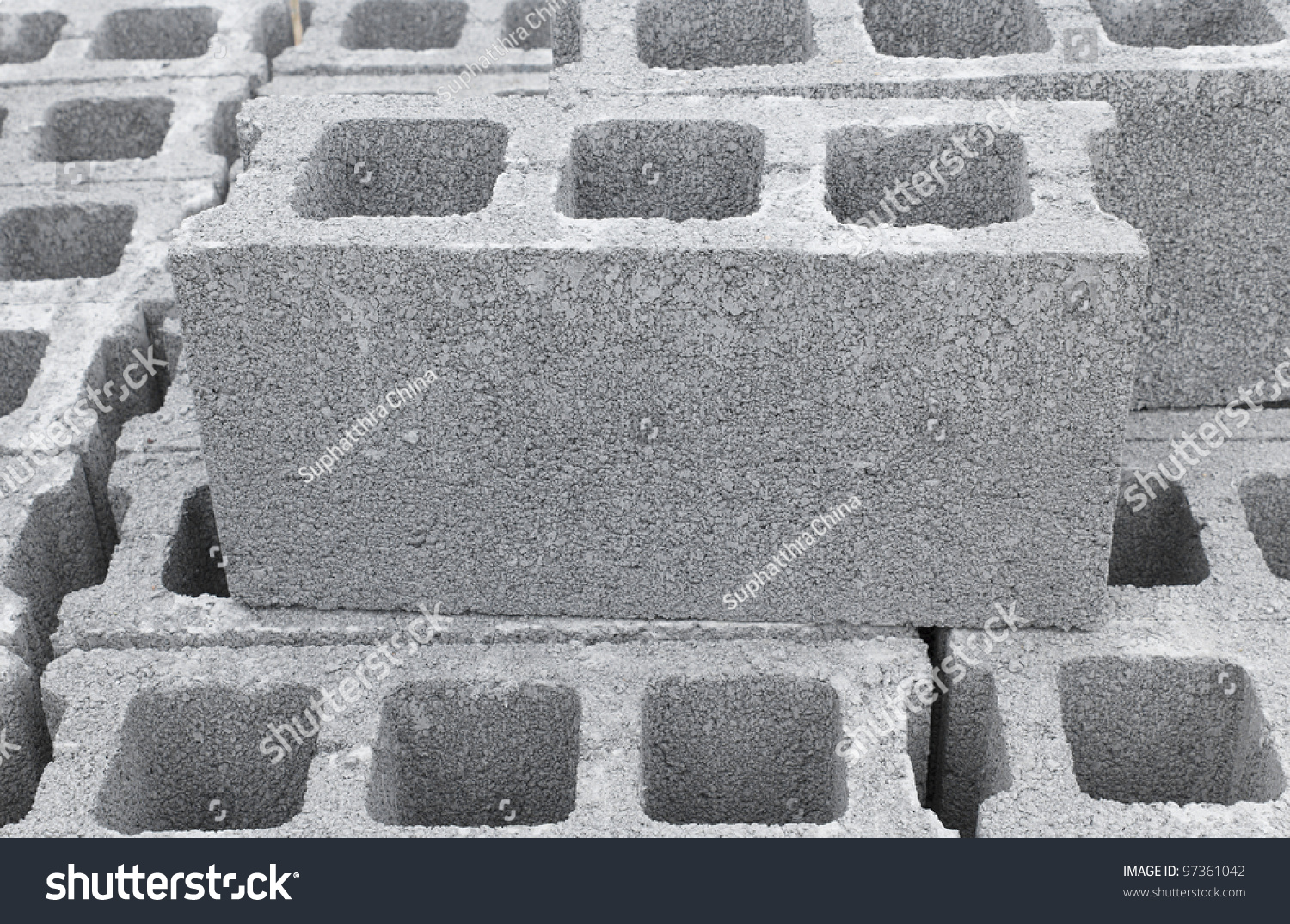 Stack of concrete bricks at warehouse in Thailand #97361042