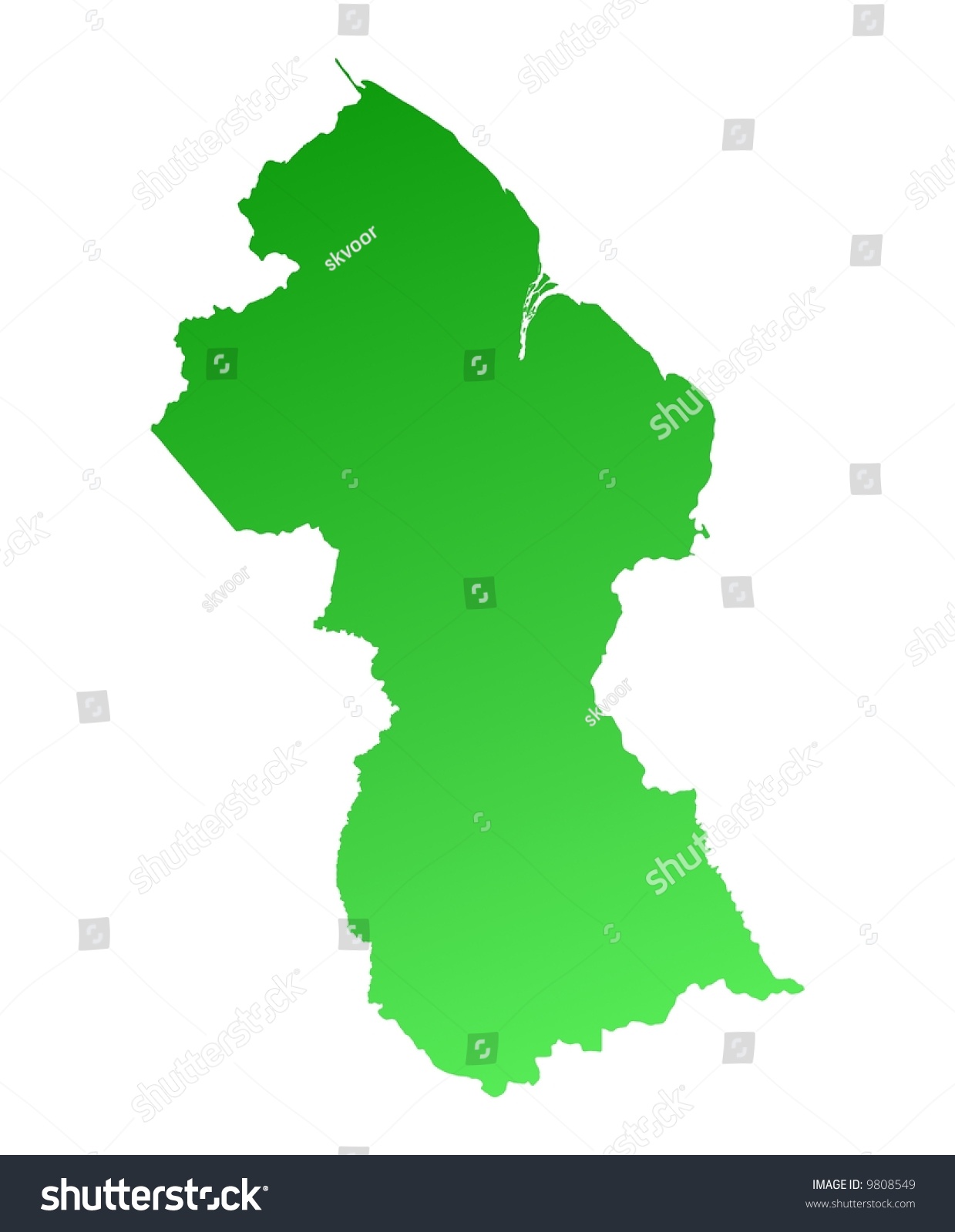 Green gradient Guyana map. Detailed, Mercator - Royalty Free Stock ...