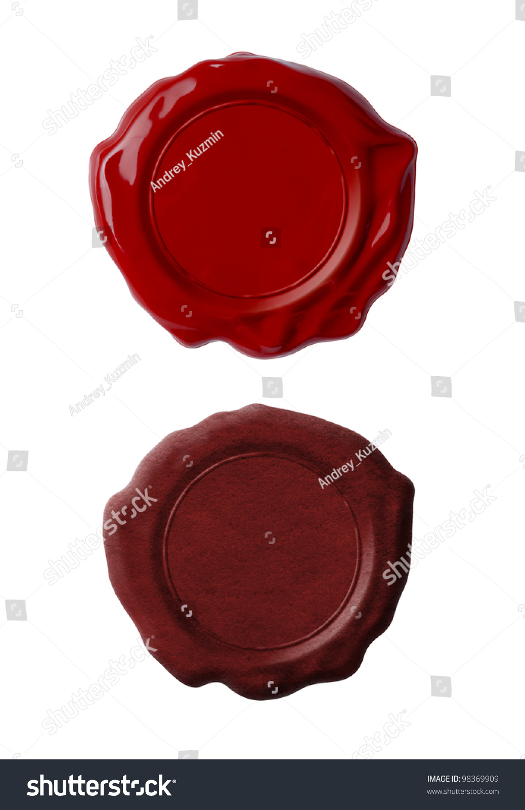 Red wax seals or signets set isolated on white #98369909