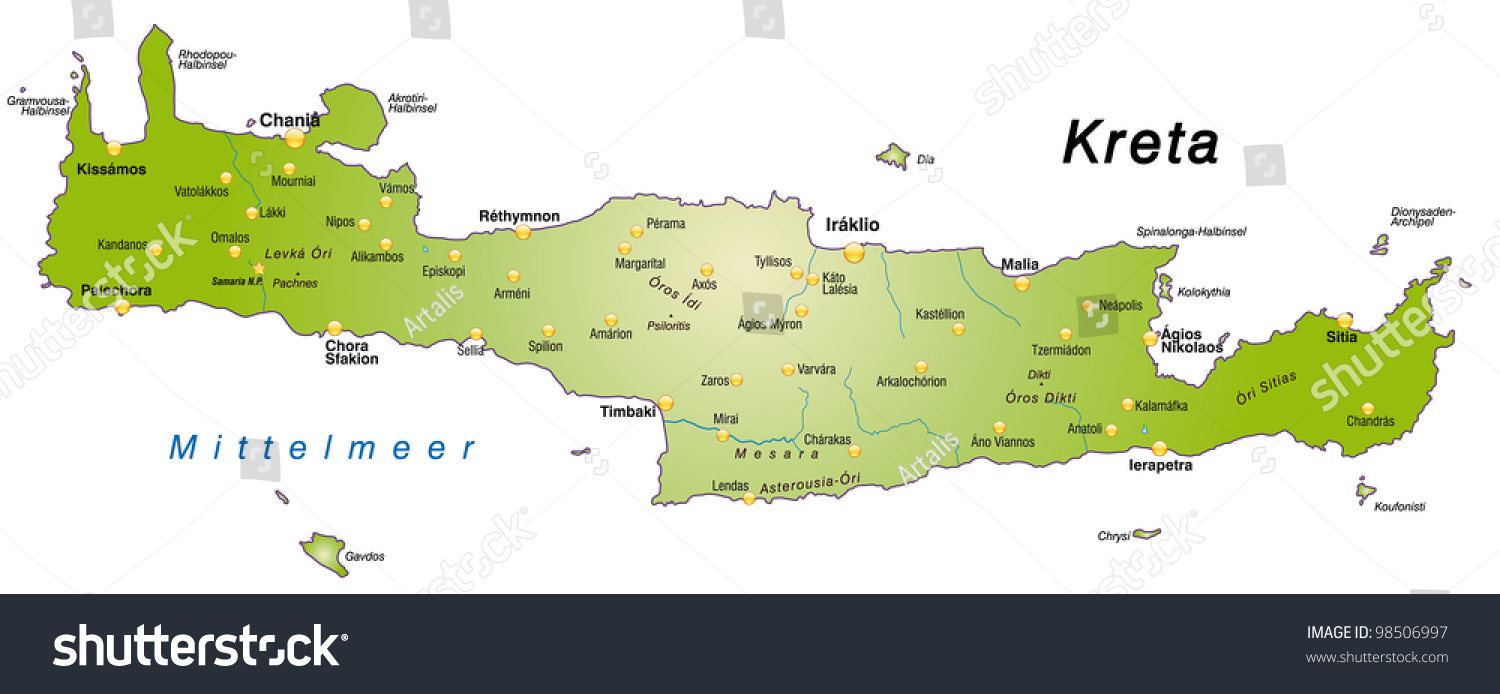 Map of Crete as an overview - Royalty Free Stock Photo 98506997 ...