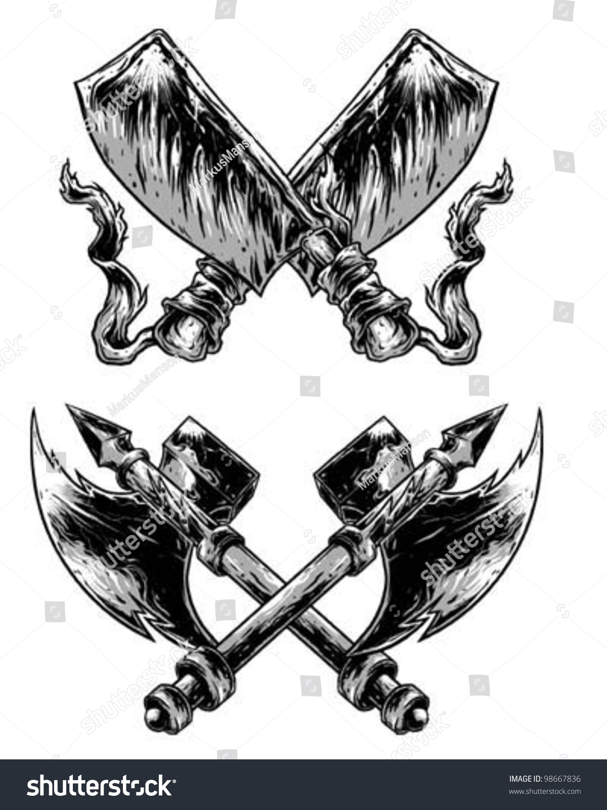 Machete and Axe - Royalty Free Stock Vector 98667836 - Avopix.com