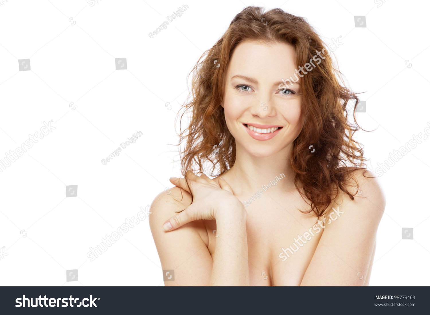 Face portrait of a beautiful topless model #98779463