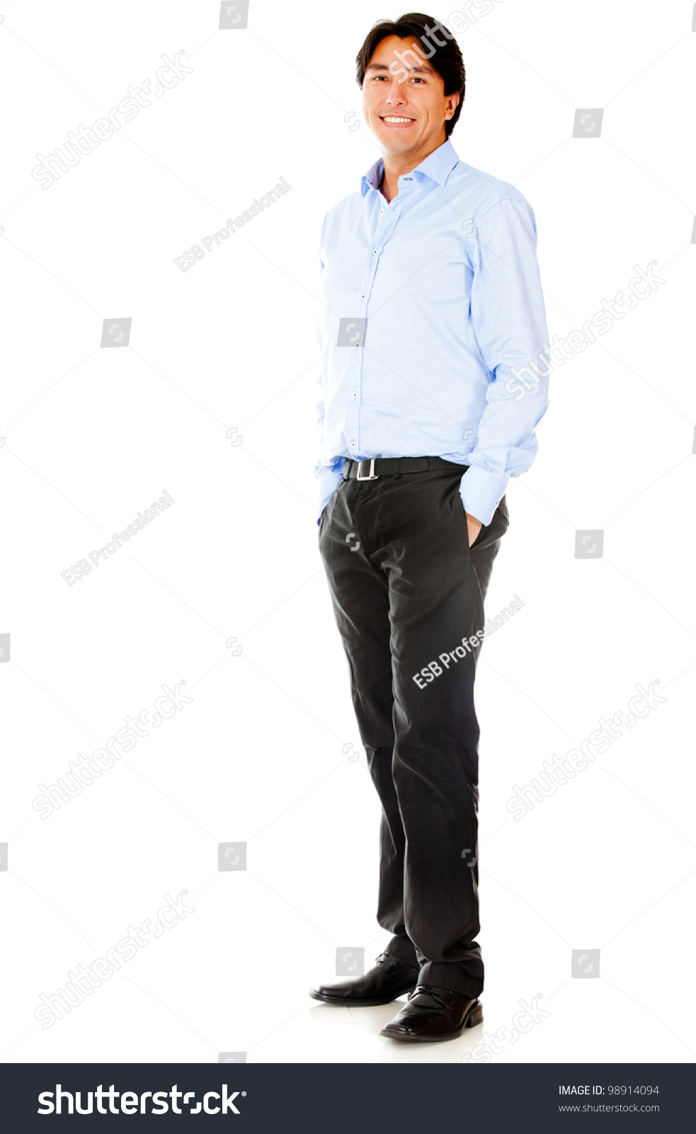 Casual businessman standing - isolated over a white background #98914094