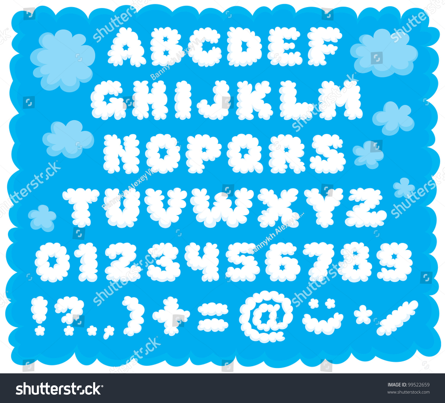Cloud Shaped Puffy Text Font Royalty Free Stock Vector 99522659