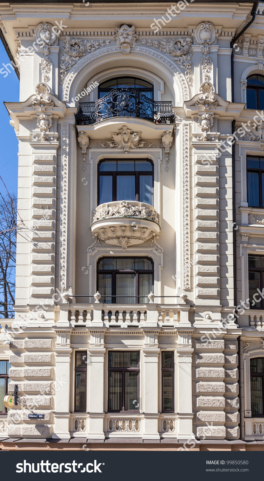 Fragment of Art Nouveau architecture style of Riga city #99850580