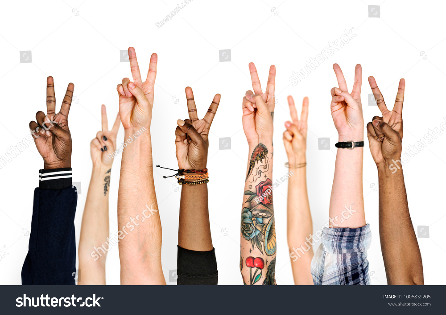 Variation hands with peace sign #1006839205