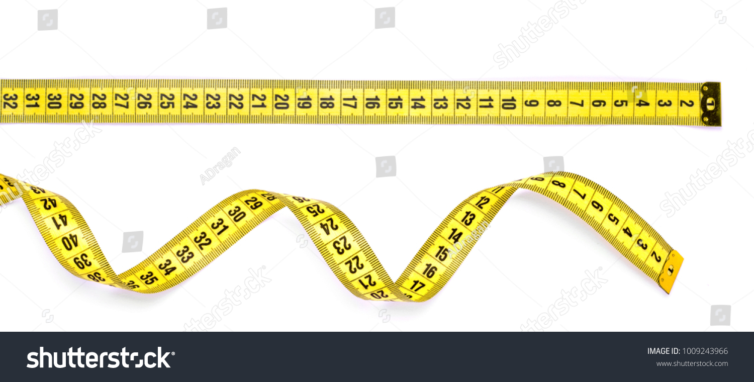 Yellow measuring tape isolated on white background #1009243966
