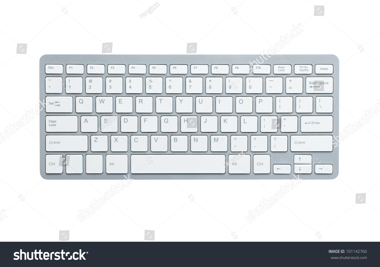 Modern aluminum computer keyboard isolated on white background with cliping path #101142760