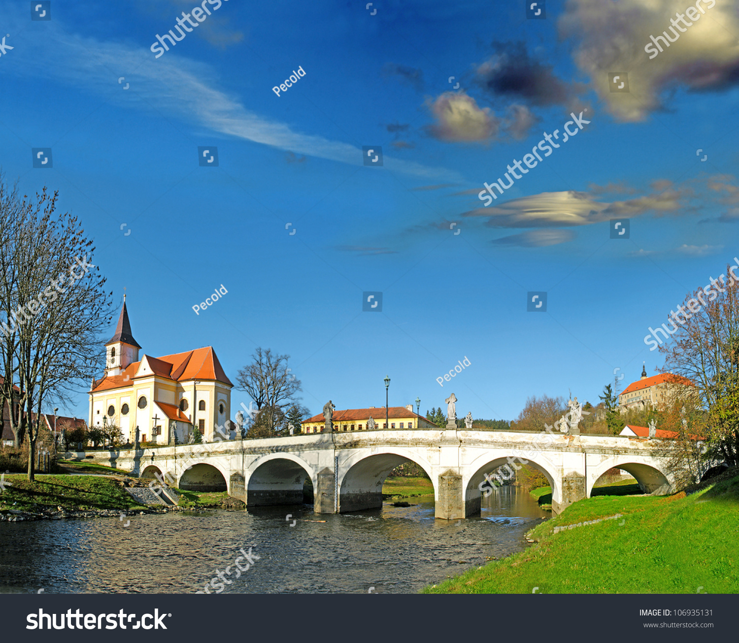 Baroque Bridge and the River Oslava, Namest nad Oslavou, Czech Republic #106935131