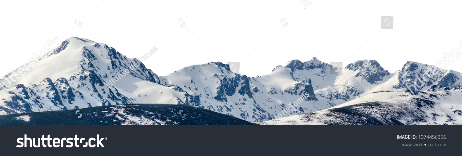 Panoramatický výhled na zasněžené hory v pohoří izolované přes bílé #1074456356