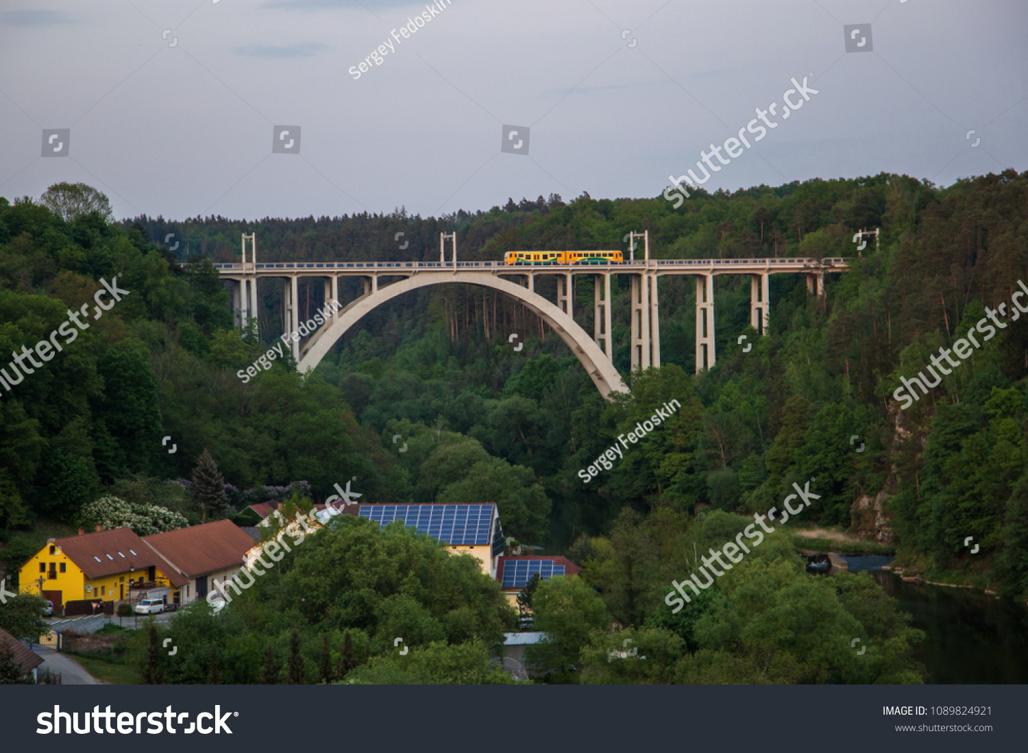 Bechyne Bridge Duha over Luznice river. Czech Republic. #1089824921