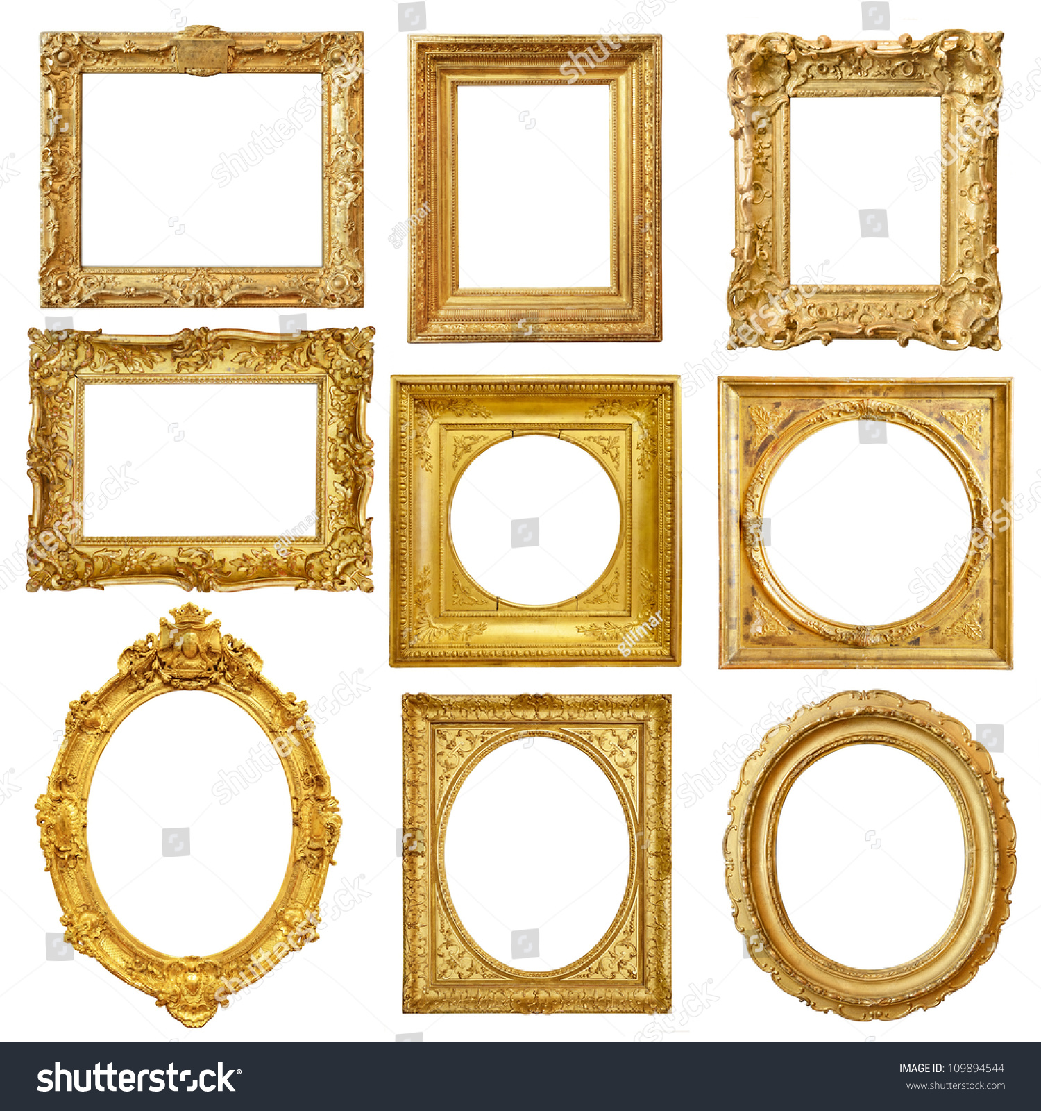 Set of golden vintage frame isolated on white background #109894544