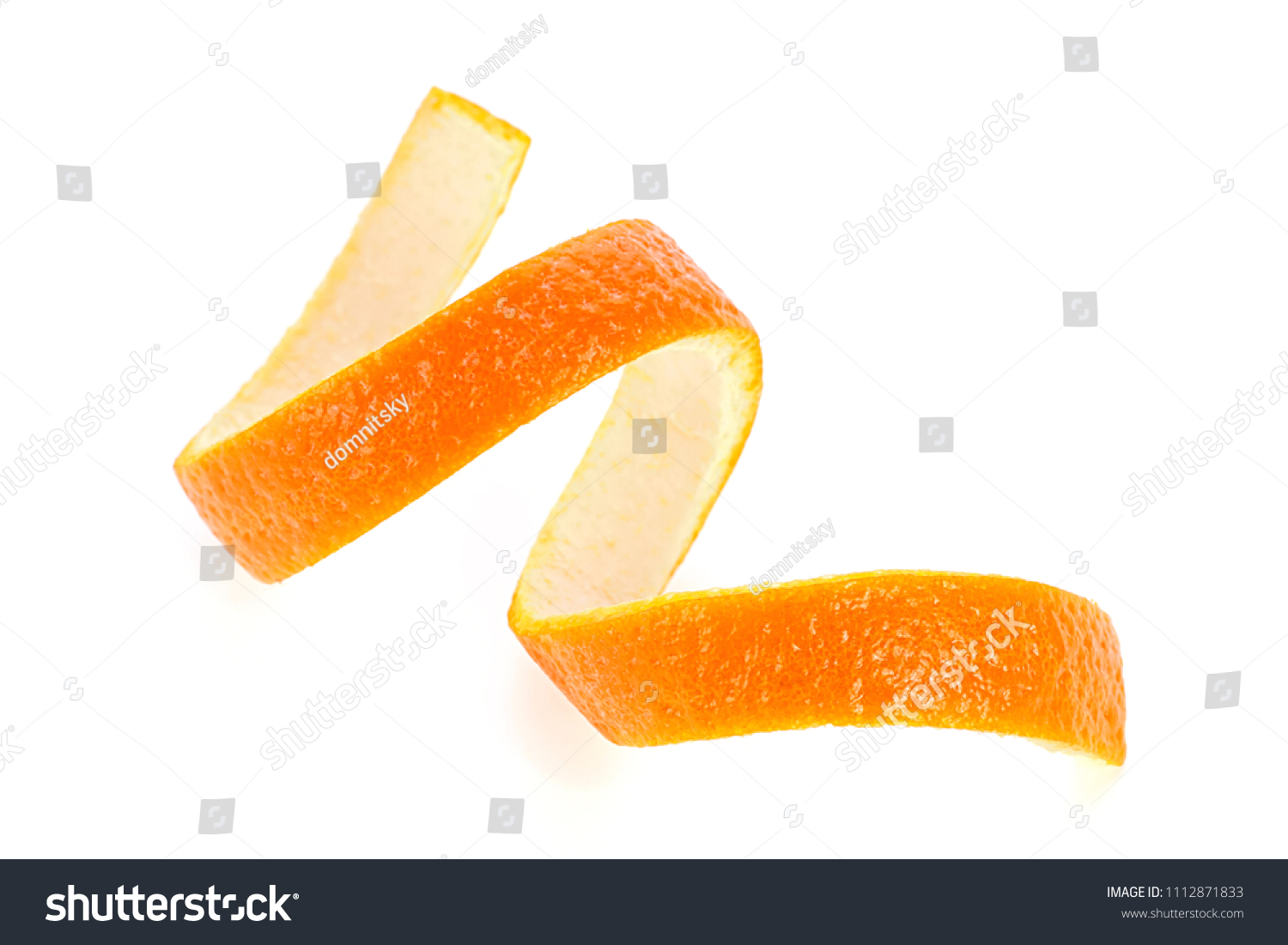Single orange peel on a white background. Vitamin C, beauty health skin concept. #1112871833