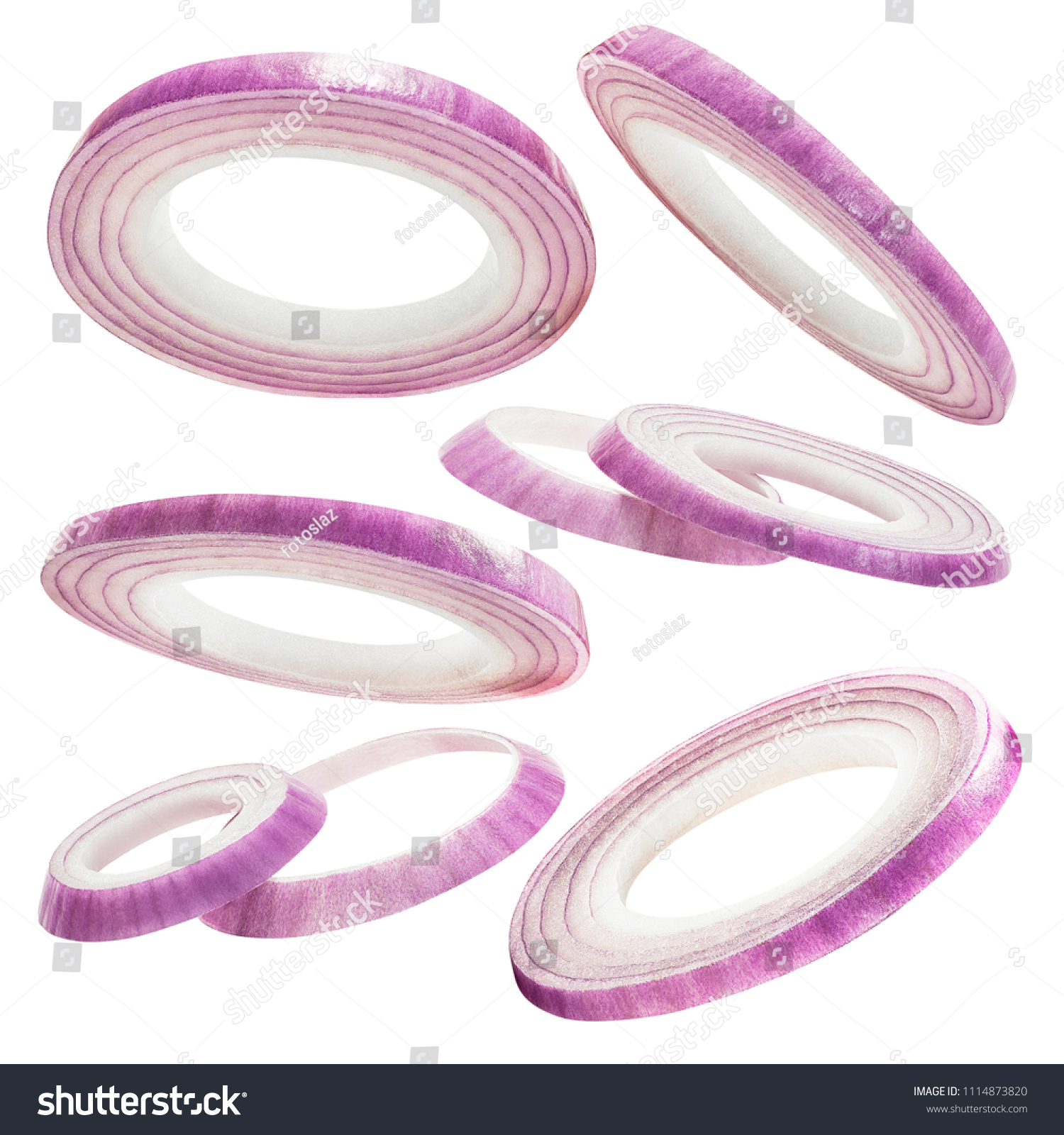 Onion slice for food or burger ingredient isolated on white background with clipping path #1114873820