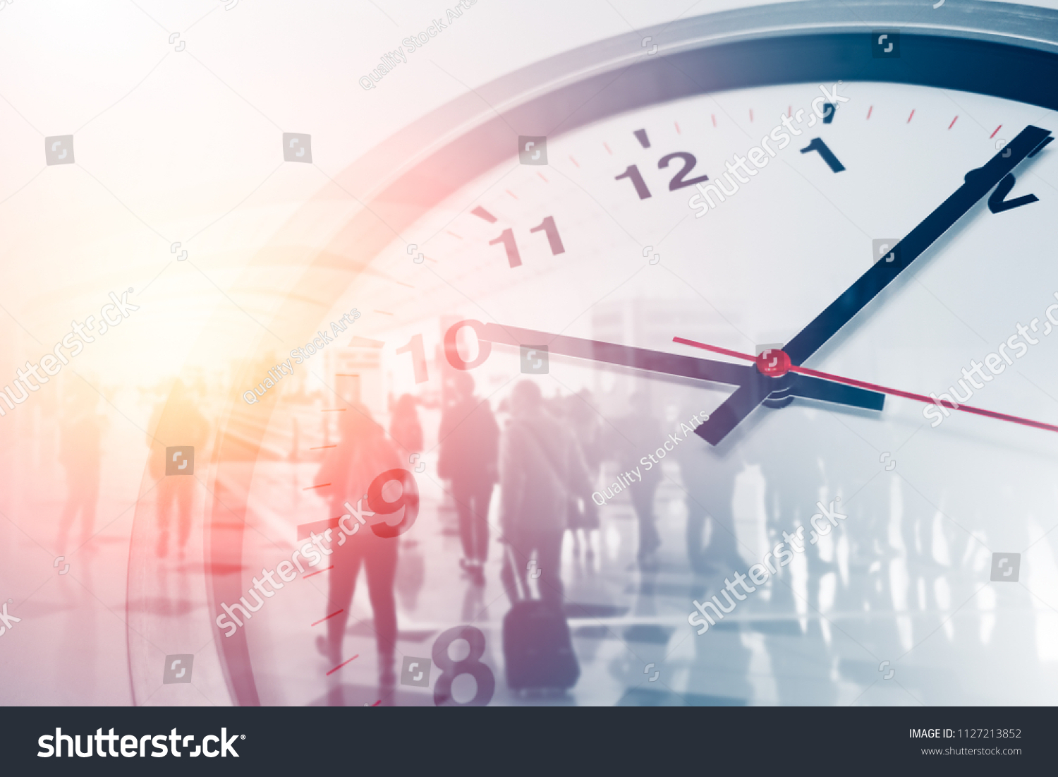 Business times concept people walking overlay with time clock #1127213852