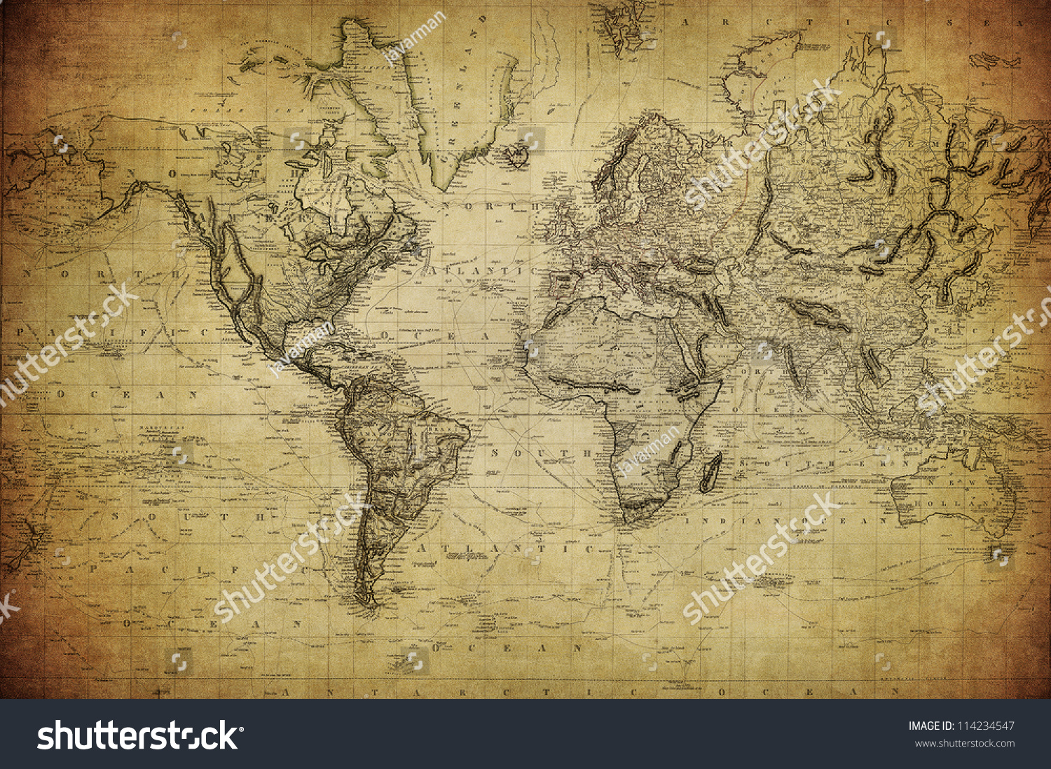 vintage map of the world 1814 #114234547