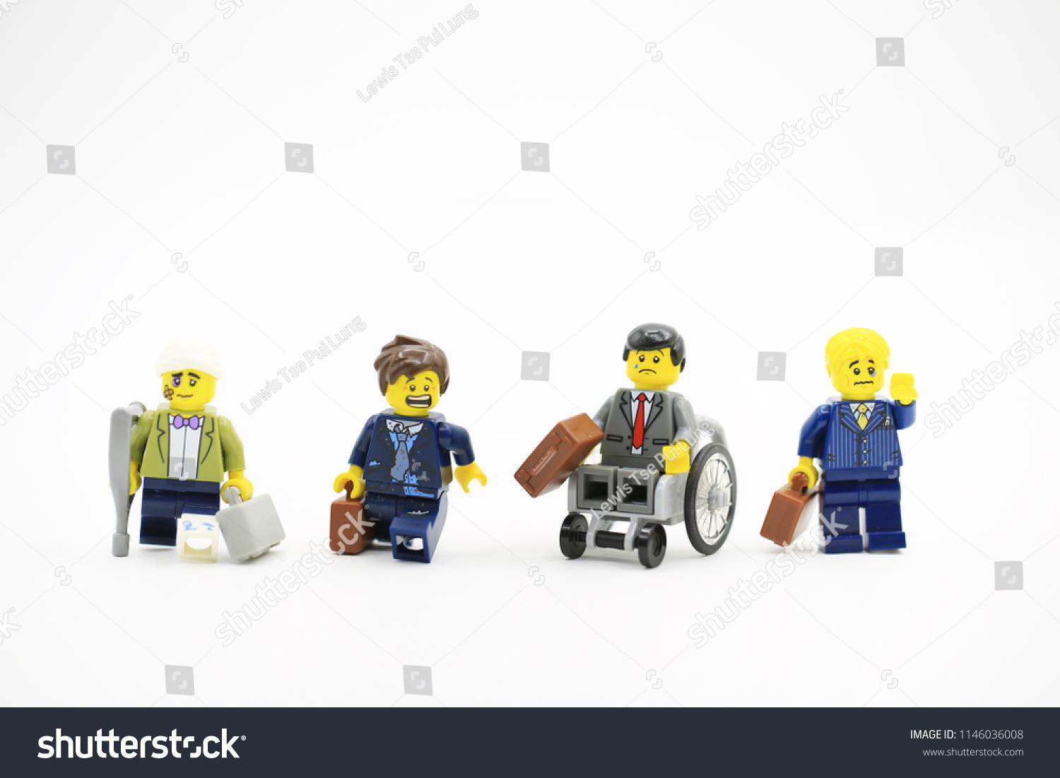 Hong Kong/China, July 5 2018: Studio shot of Lego people, combine from different set in Hong Kong.Legos are a popular line of plastic construction toys manufactured by The Lego Group in Denmark #1146036008