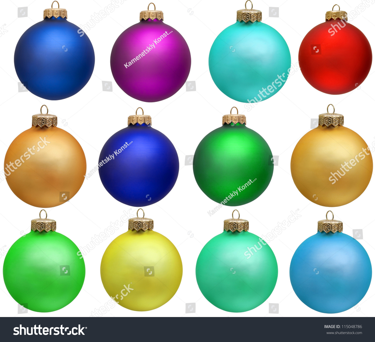 collection of colored christmas ball  new year ornament . Isolated over white. #115048786