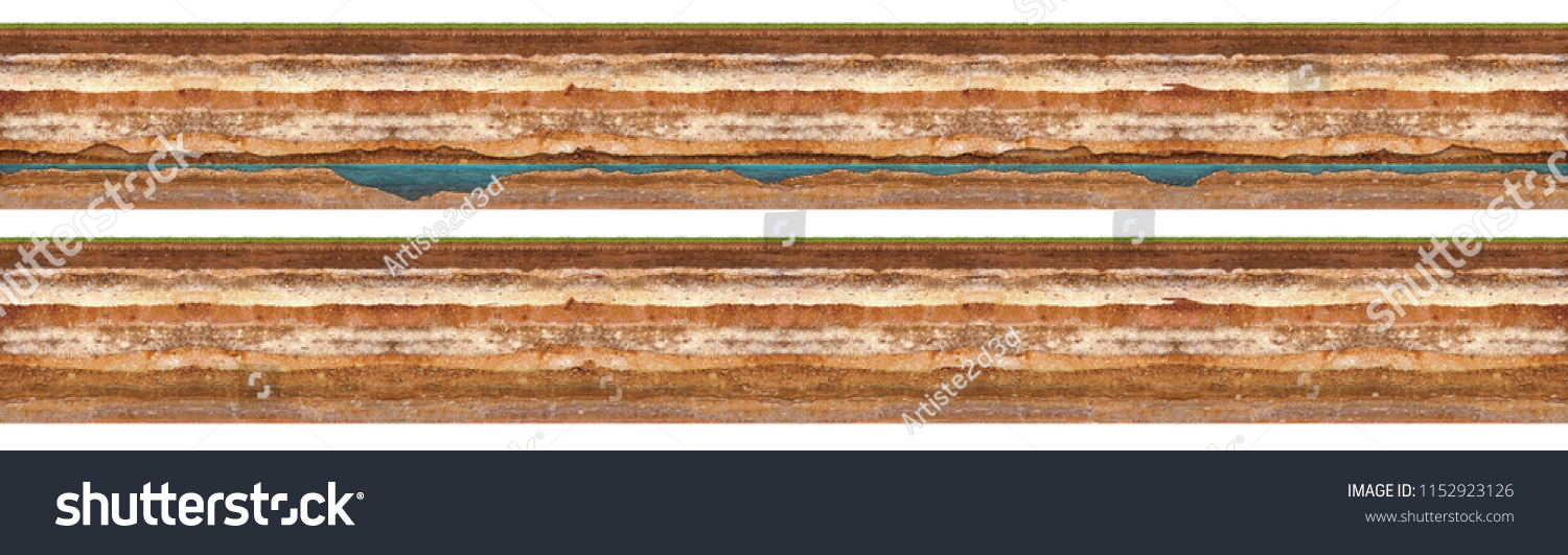 Layers of soil with groundwater. High resolution texture #1152923126