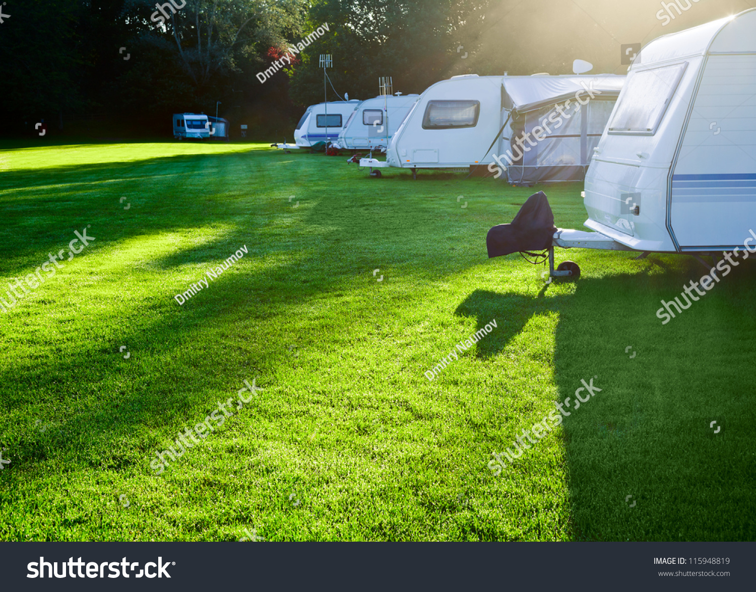 Campsite with caravans in a morning light #115948819