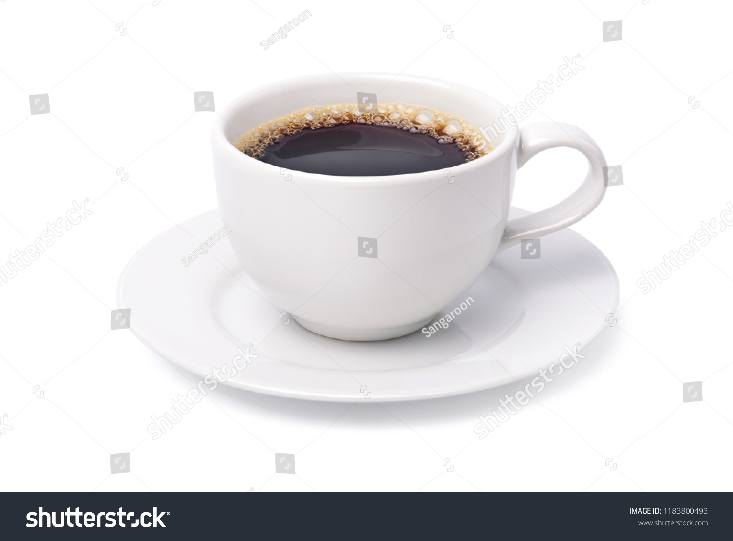 White cup of black coffee isolated on white background with clipping path #1183800493