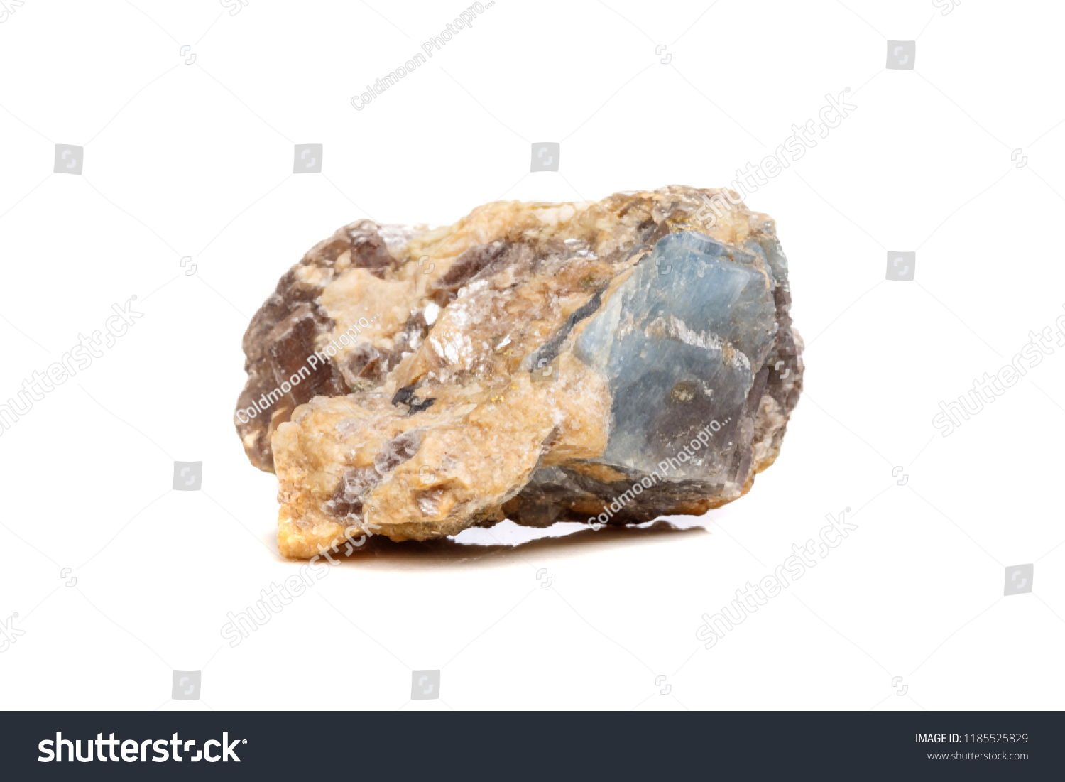 Macro mineral stone Corundum in rock a white background close up #1185525829