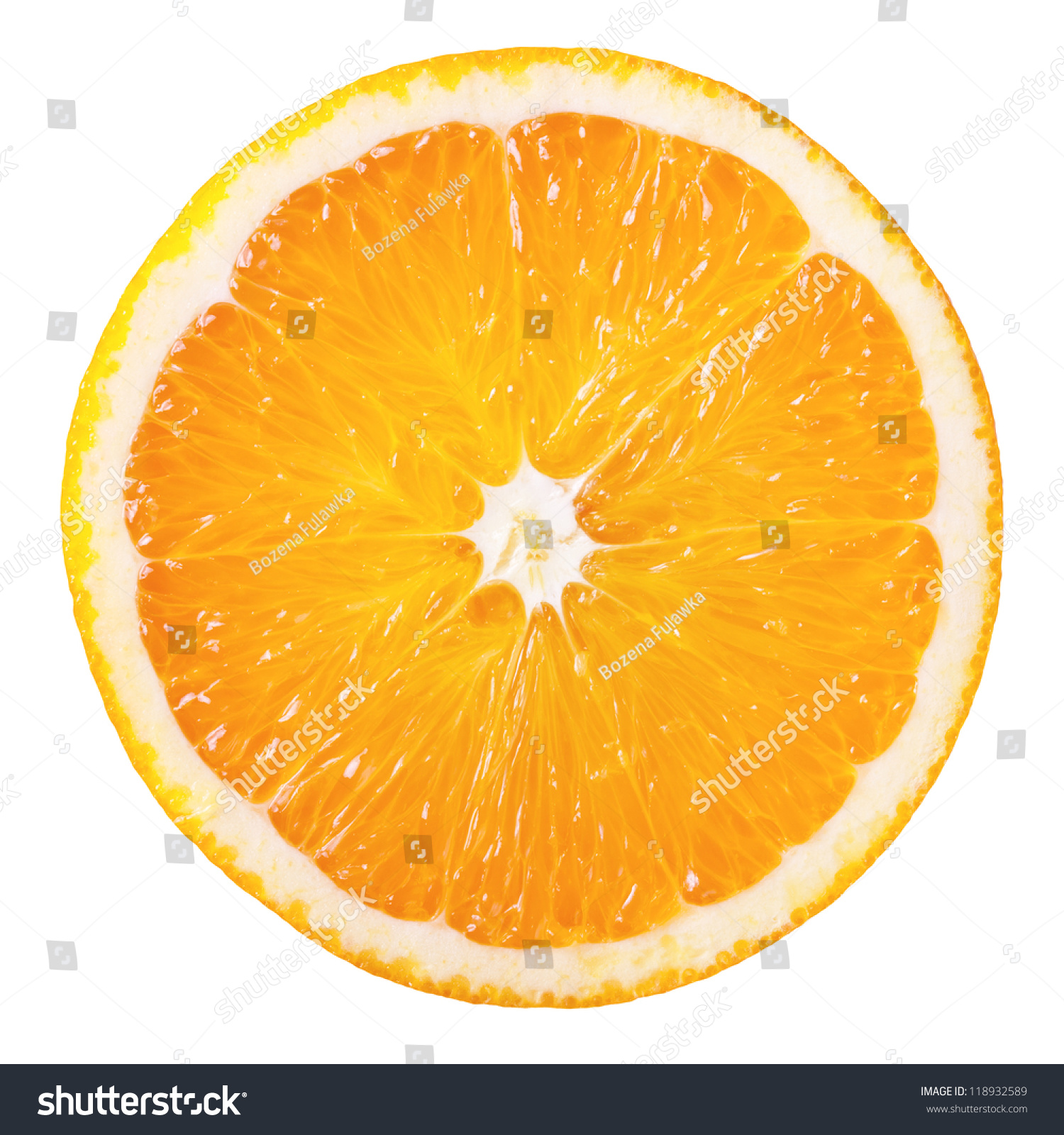 Scheibe frischer Orange isoliert auf weißem Hintergrund #118932589