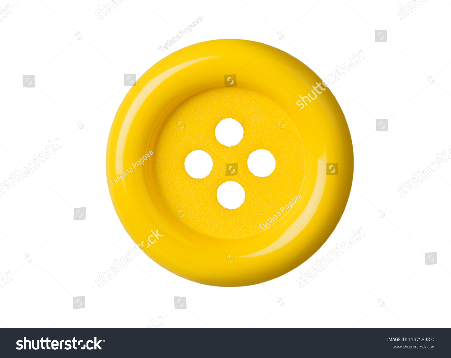 Yellow button isolated on white background #1197584830