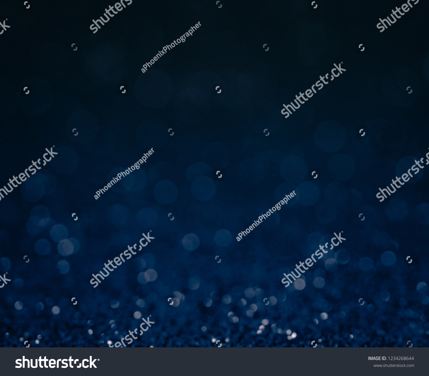 Blue background for christmas navy glitter sparkle. Abstract bokeh light shiny dark holiday. #1234268644