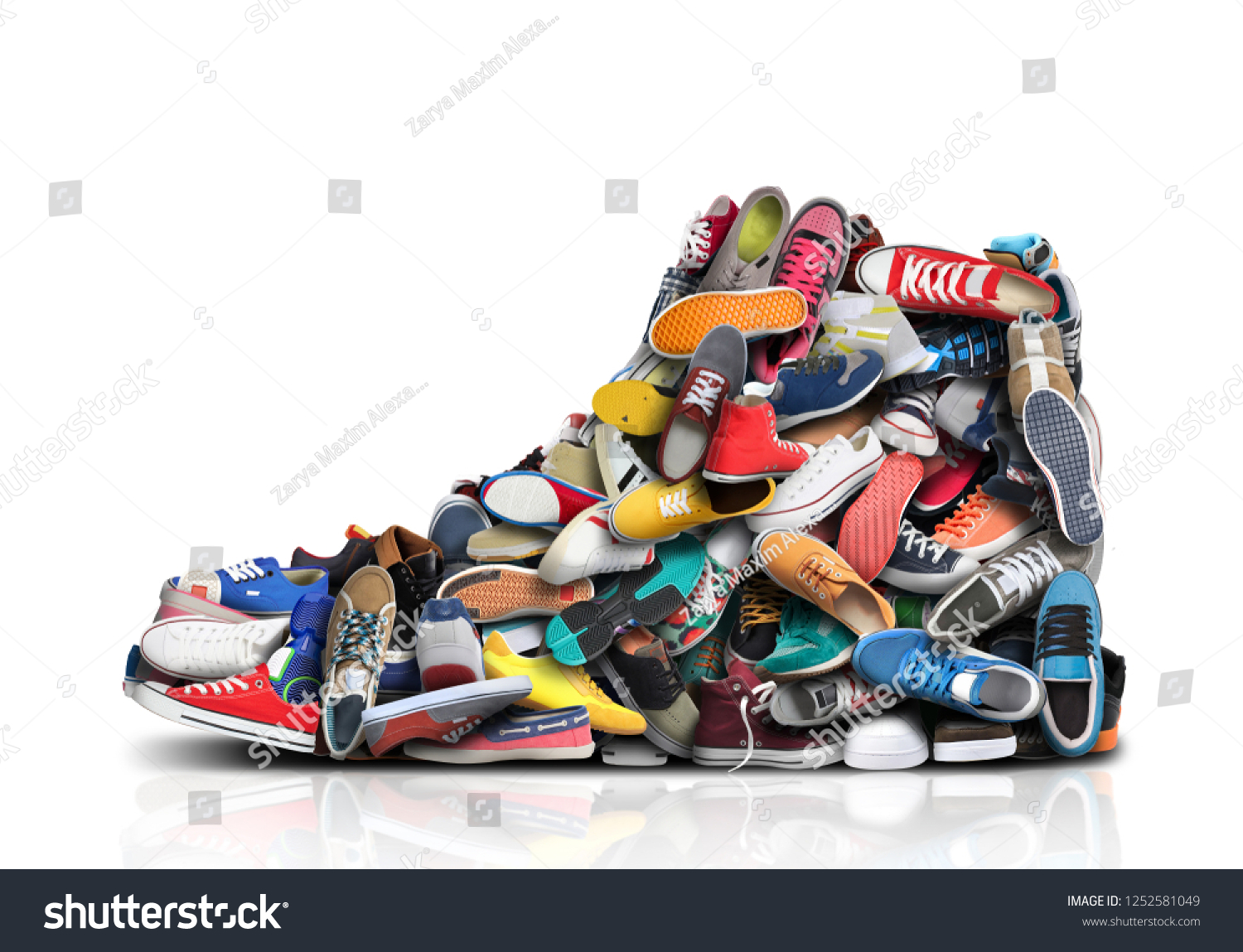 Great sneaker made up of different little sneakers and shoes #1252581049