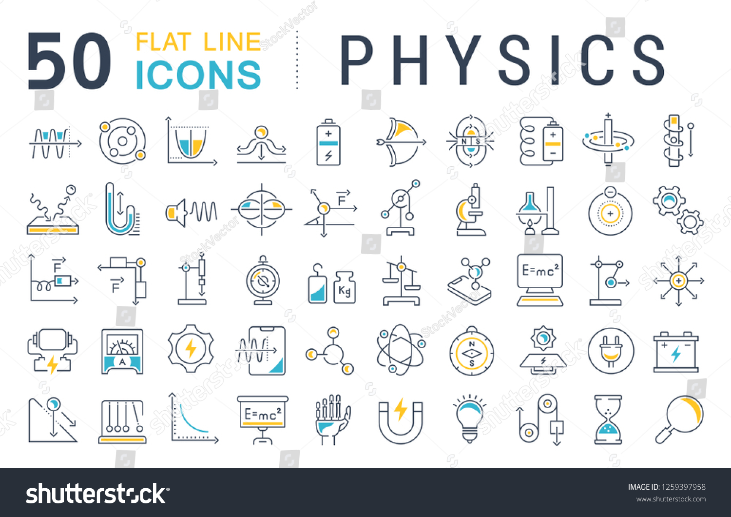 Set of vector line icons of physics for modern concepts, web and apps.  #1259397958