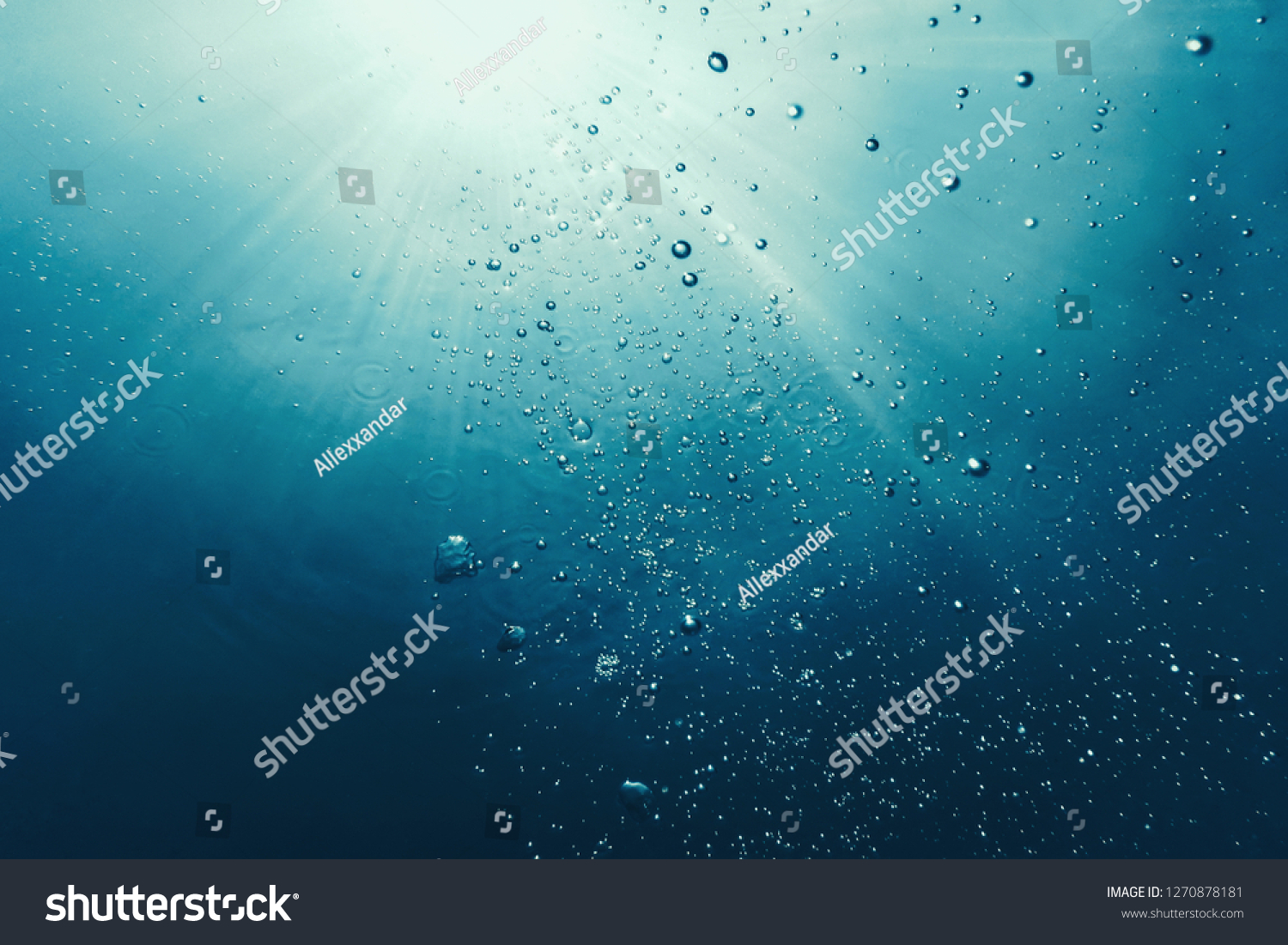 Underwater bubbles with sunlight. Underwater background bubbles. #1270878181