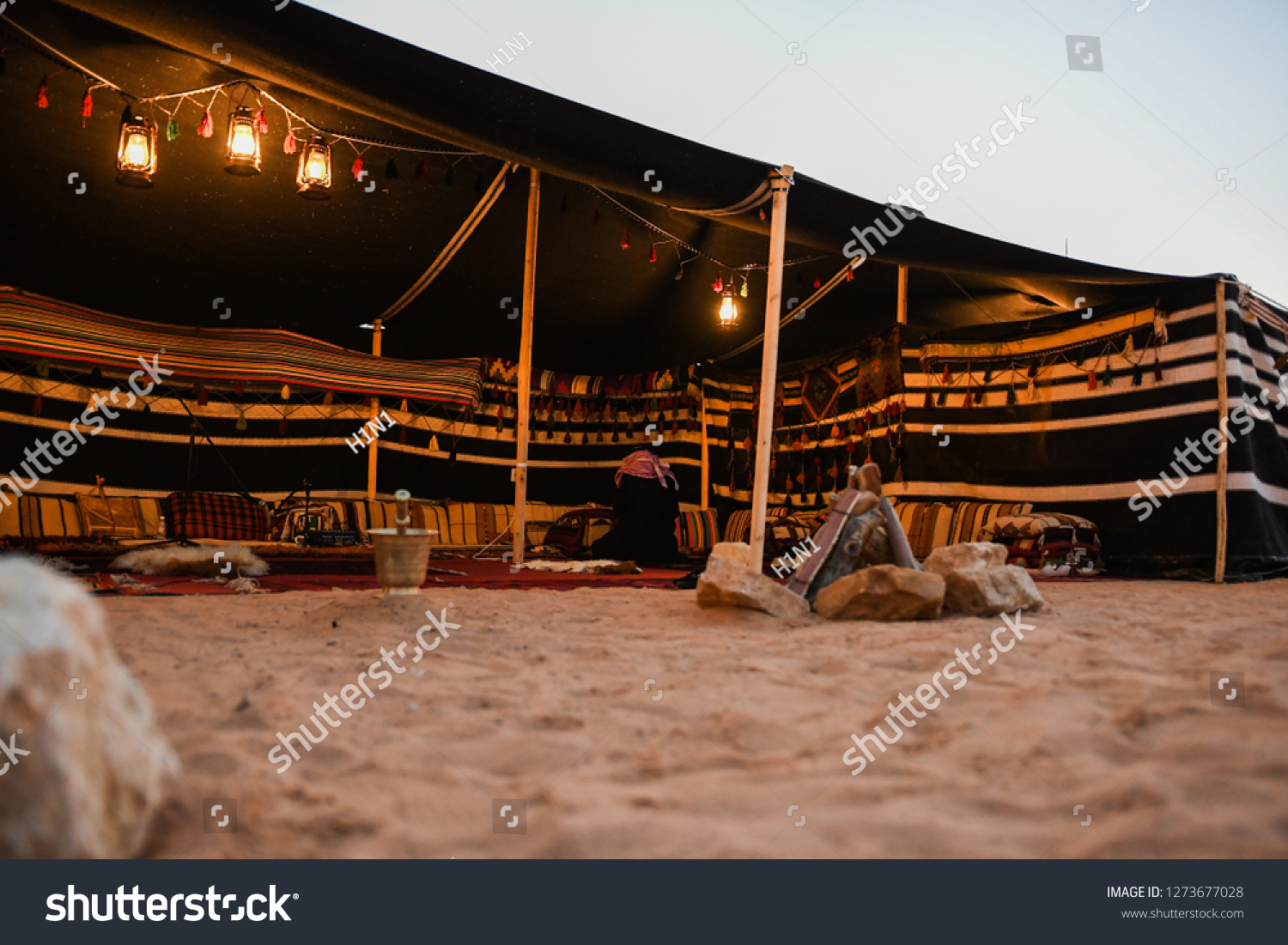 Arabian traditional tent is an old house that expose the Arab heritage. Mainly in Saudi Arabia Desert #1273677028