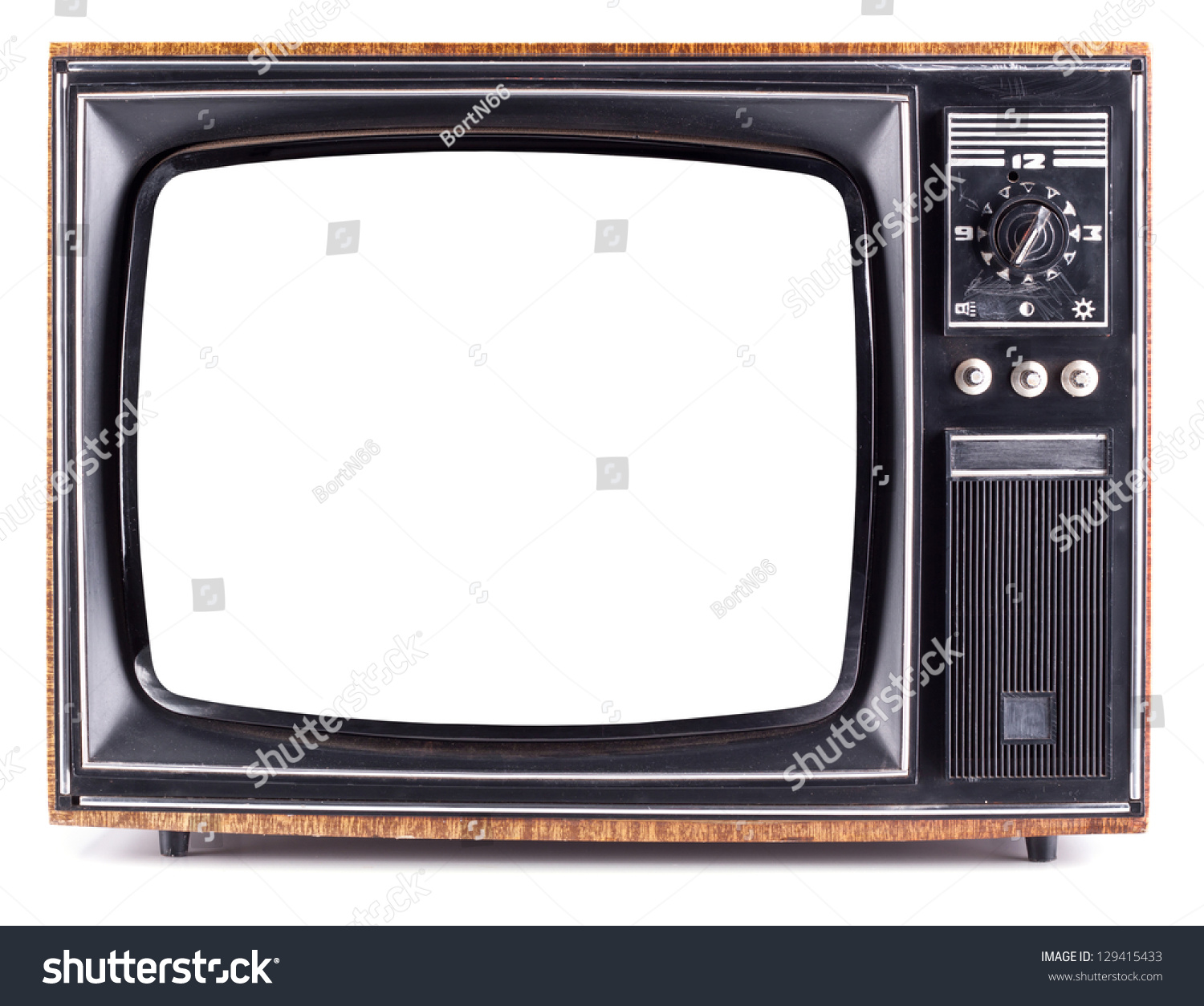 The old TV on the isolated white background #129415433