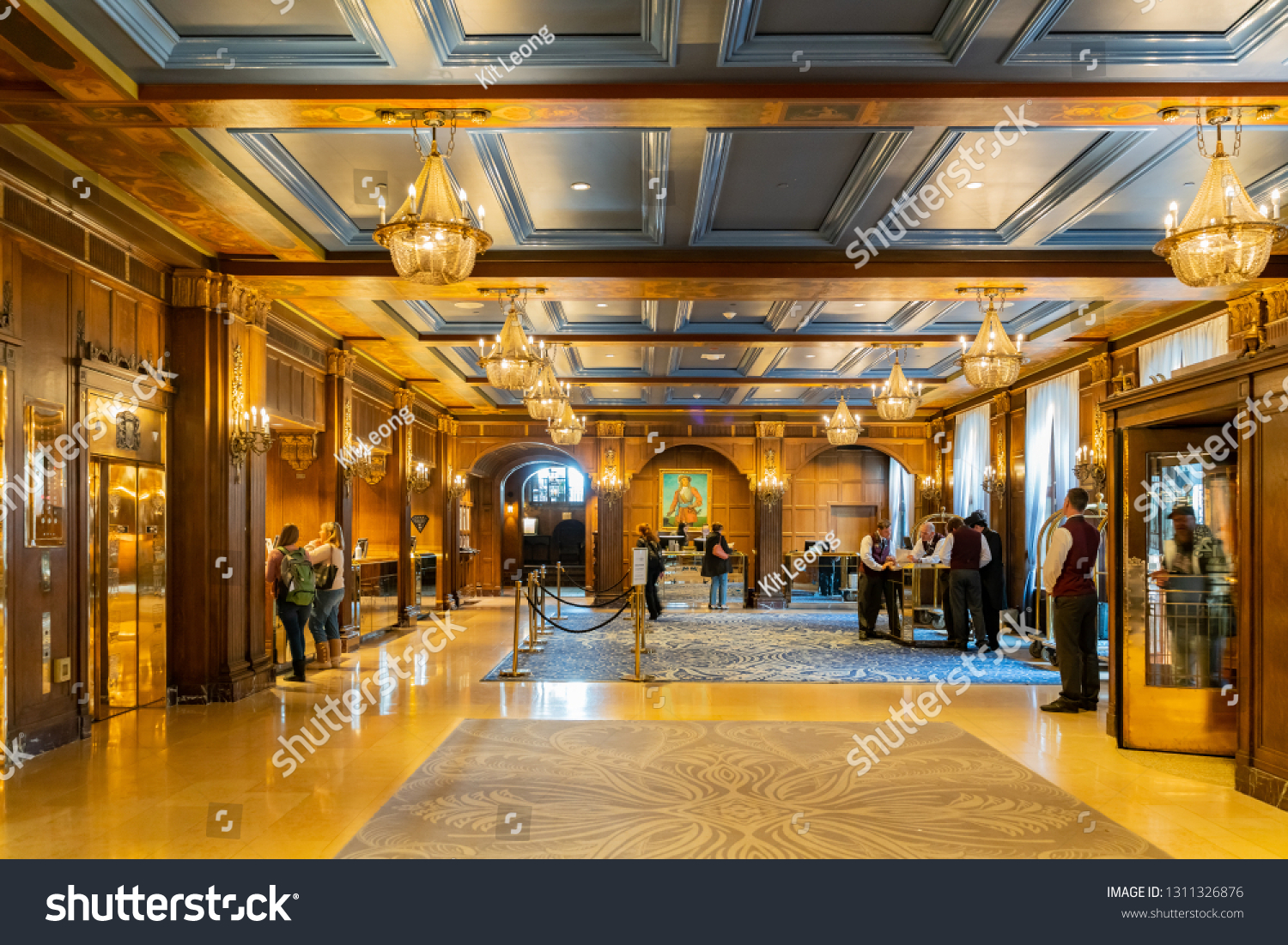 Quebec, OCT 1: Interior view of the famous Fairmont Le Château Frontenac on OCT 1, 2018 at Quebec, Canada #1311326876