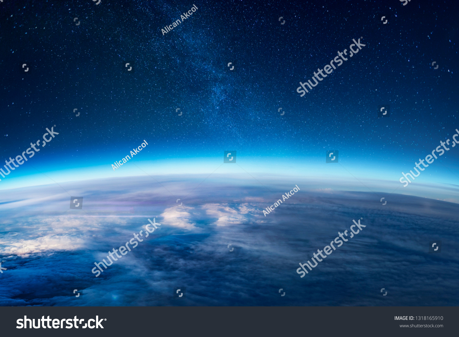 View of stars and milkyway above Earth from space #1318165910