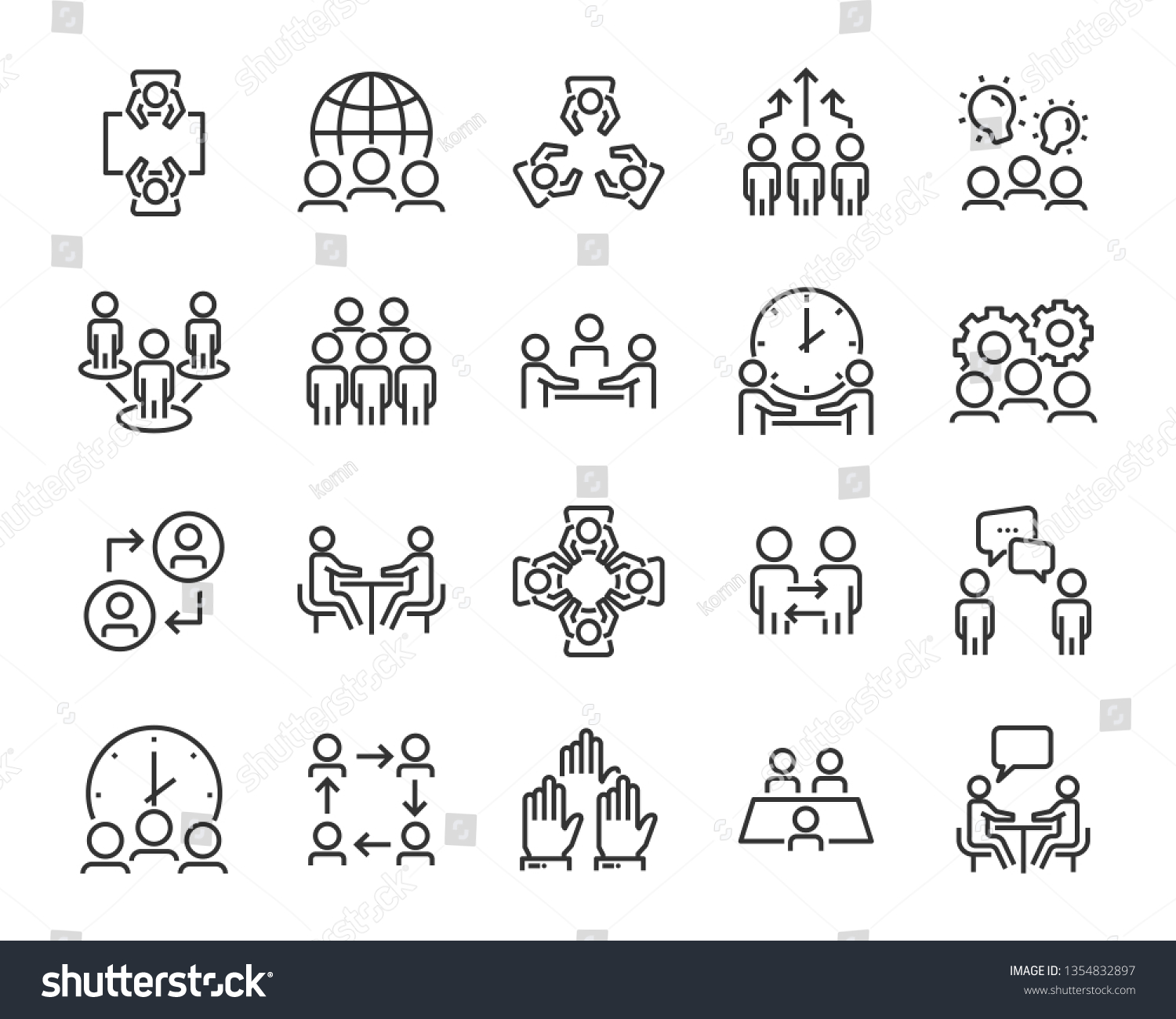 set of business people icons, such as meeting, team, structure, communication, member, group #1354832897