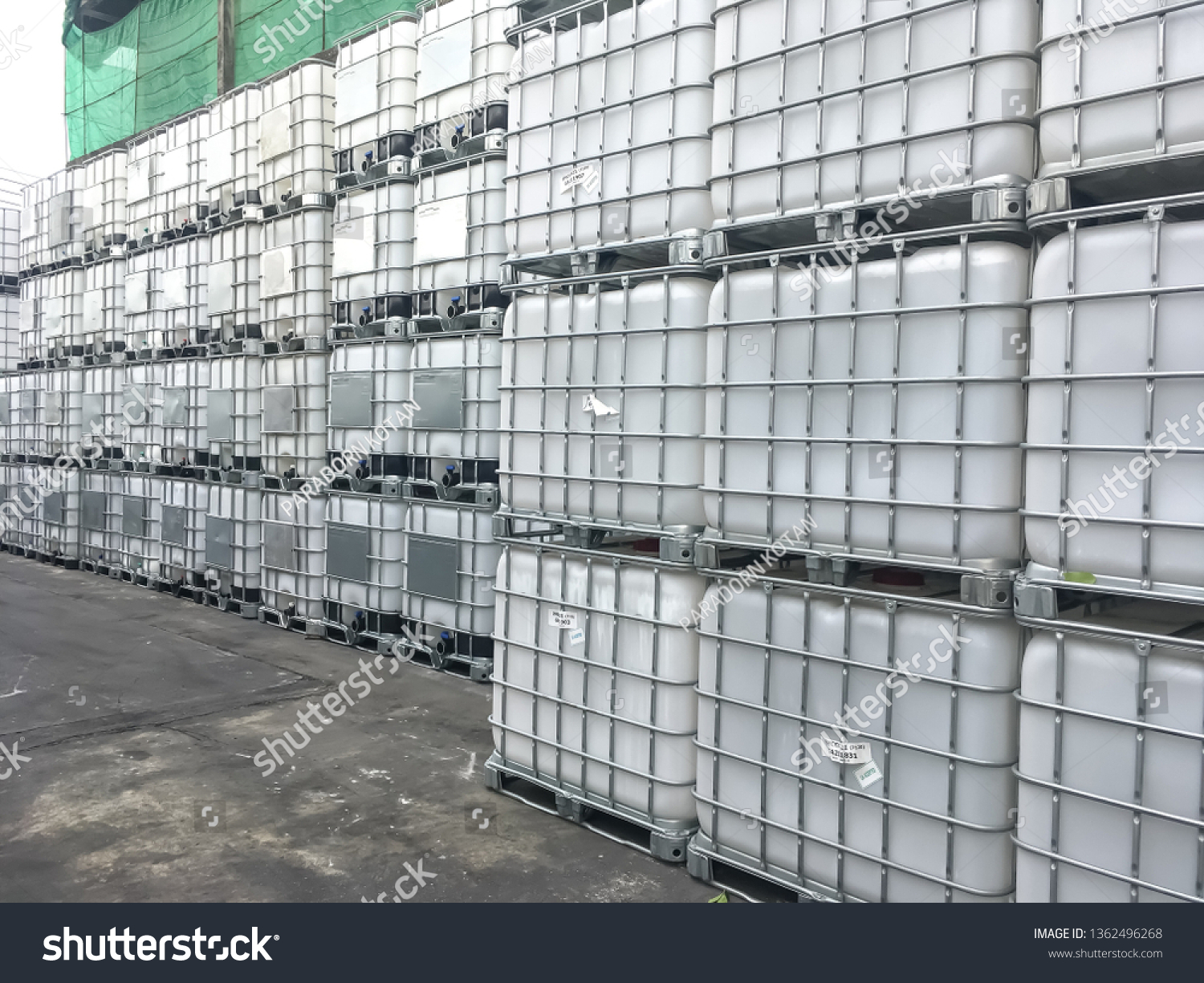 Stock of Intermediate Bulk Container for chemical in Factory. #1362496268