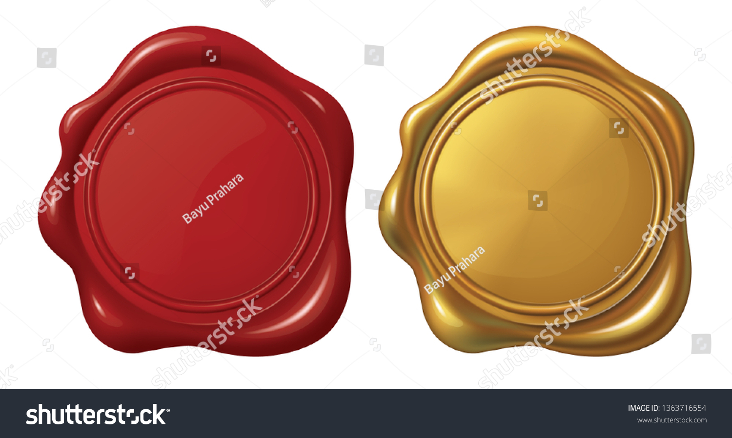 Red and Golden Stamp wax seal_Vector EPS 10 #1363716554