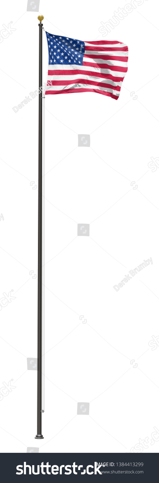 American flag on a pole, isolated on a white background #1384413299