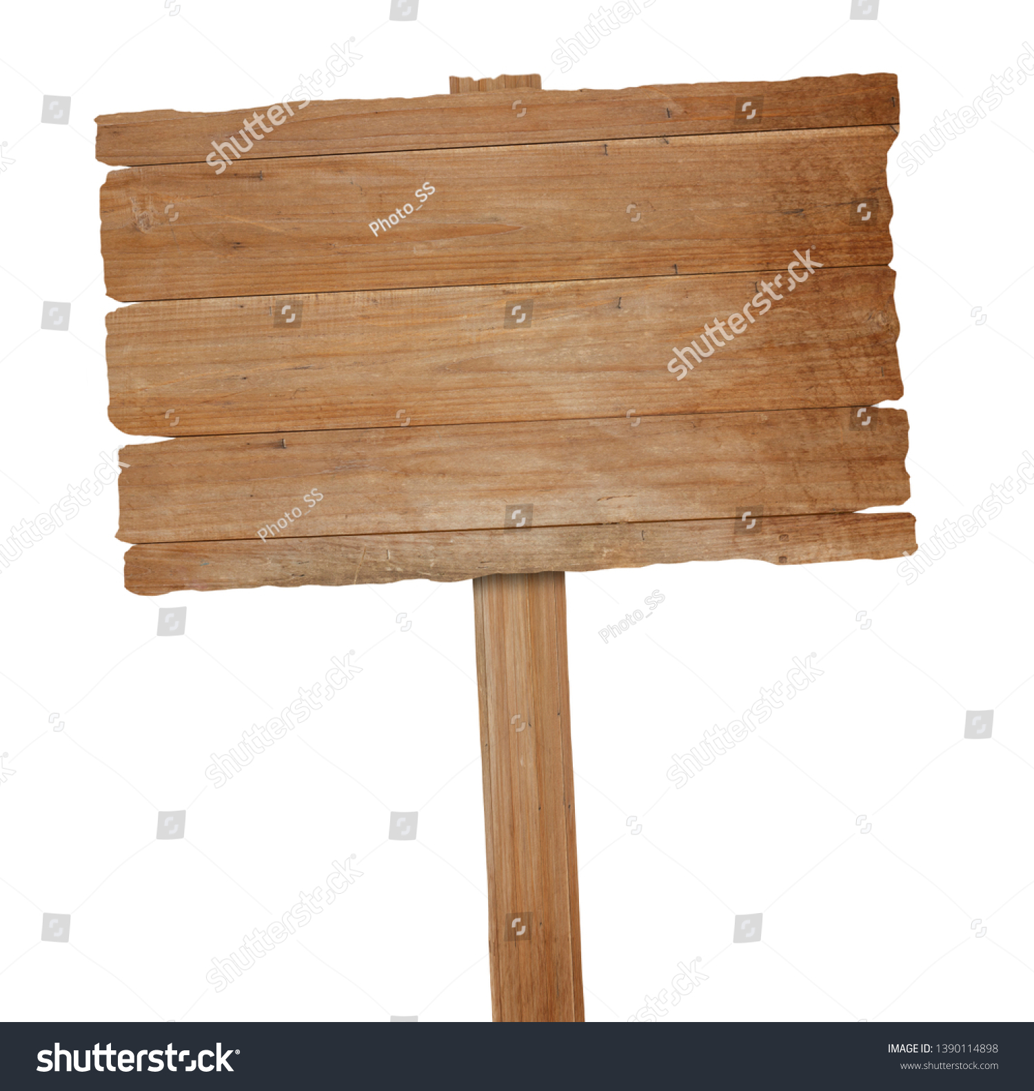 Wooden sign isolated on white background with clipping path #1390114898