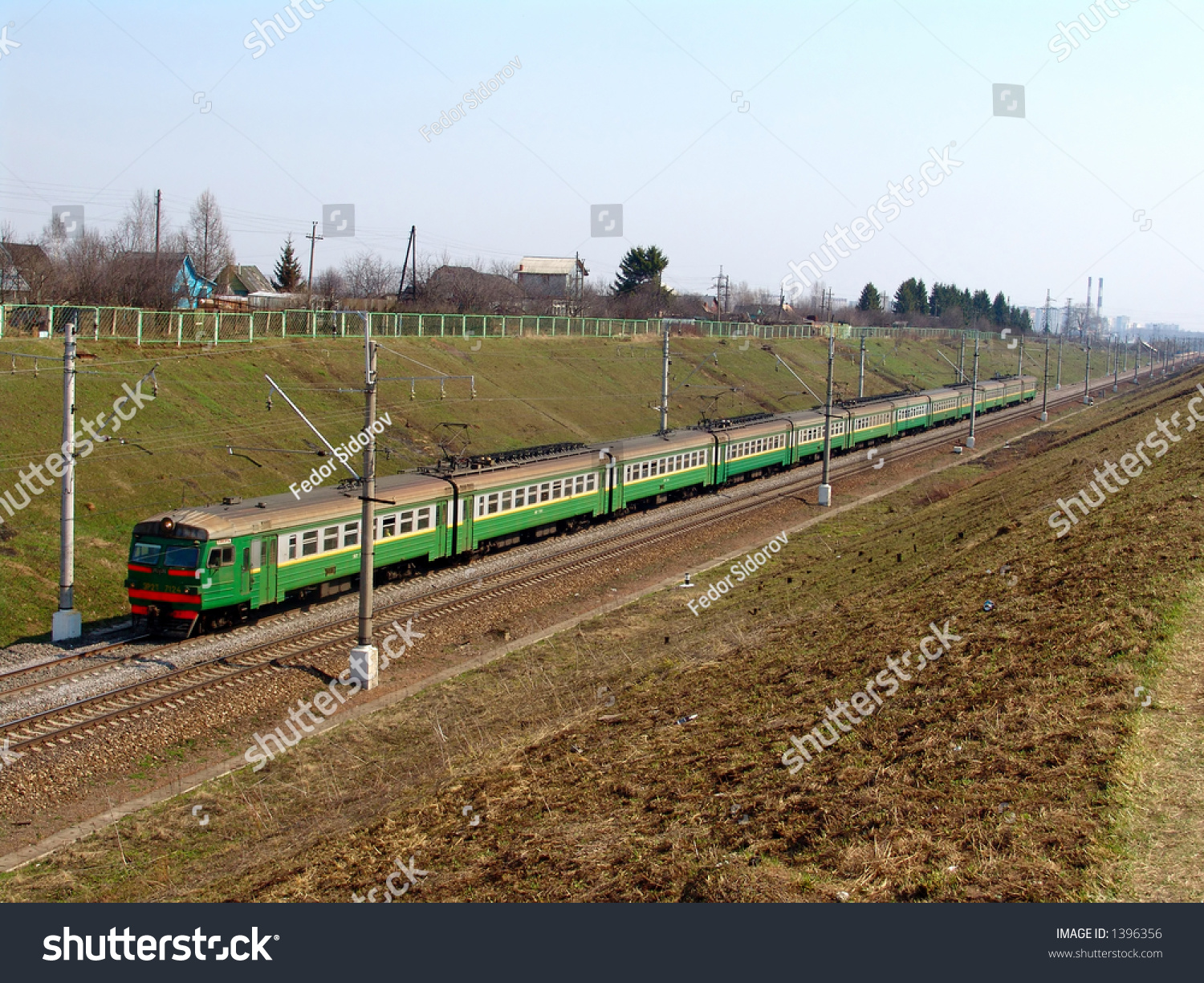 A generic suburban train in full length #1396356