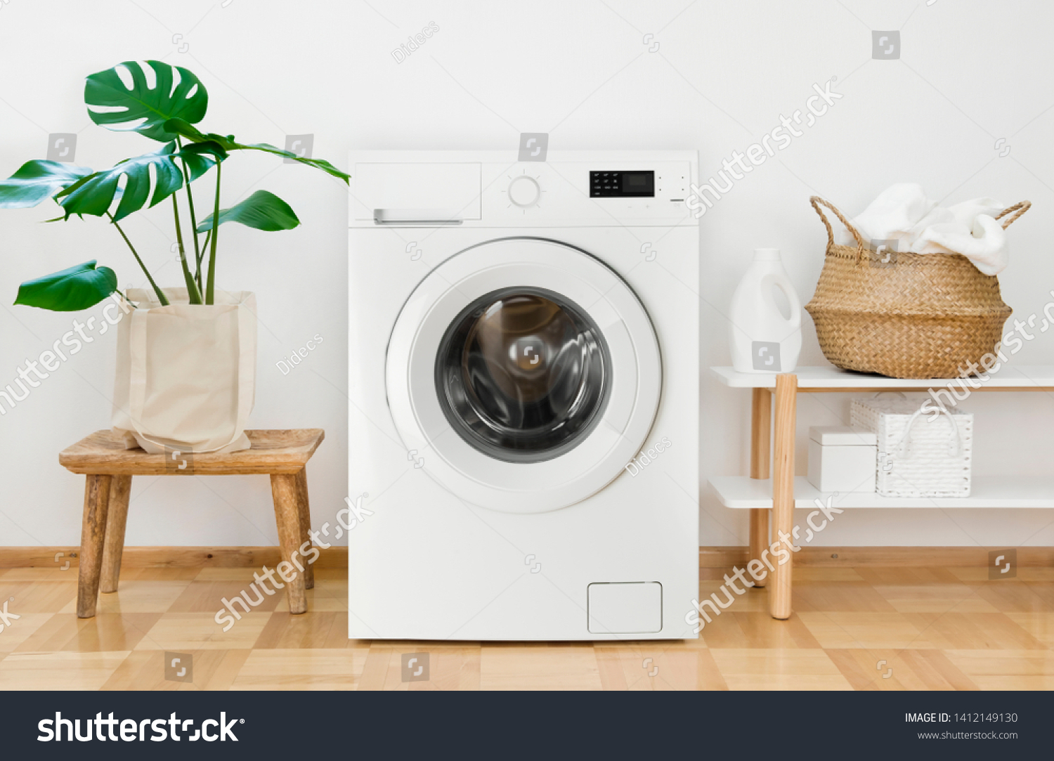 Clothes washing machine in laundry room interior #1412149130