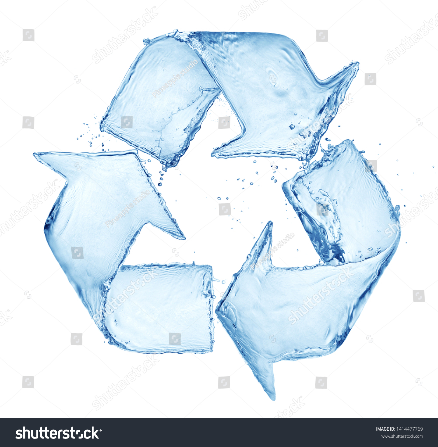 recycling mark made of pure blue water splash isolated on white background #1414477769