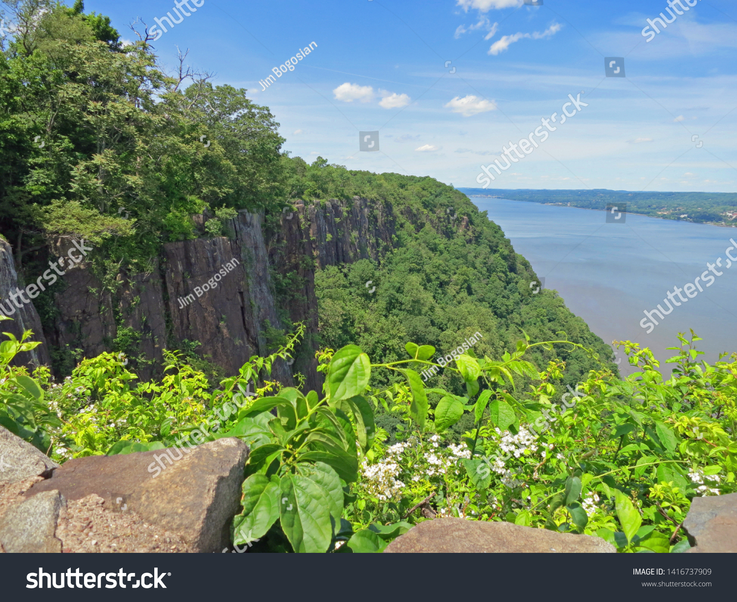 New Jersey,New York,NJ,NY, state line lookout over the Palisade Cliffs and the Hudson river.  #1416737909