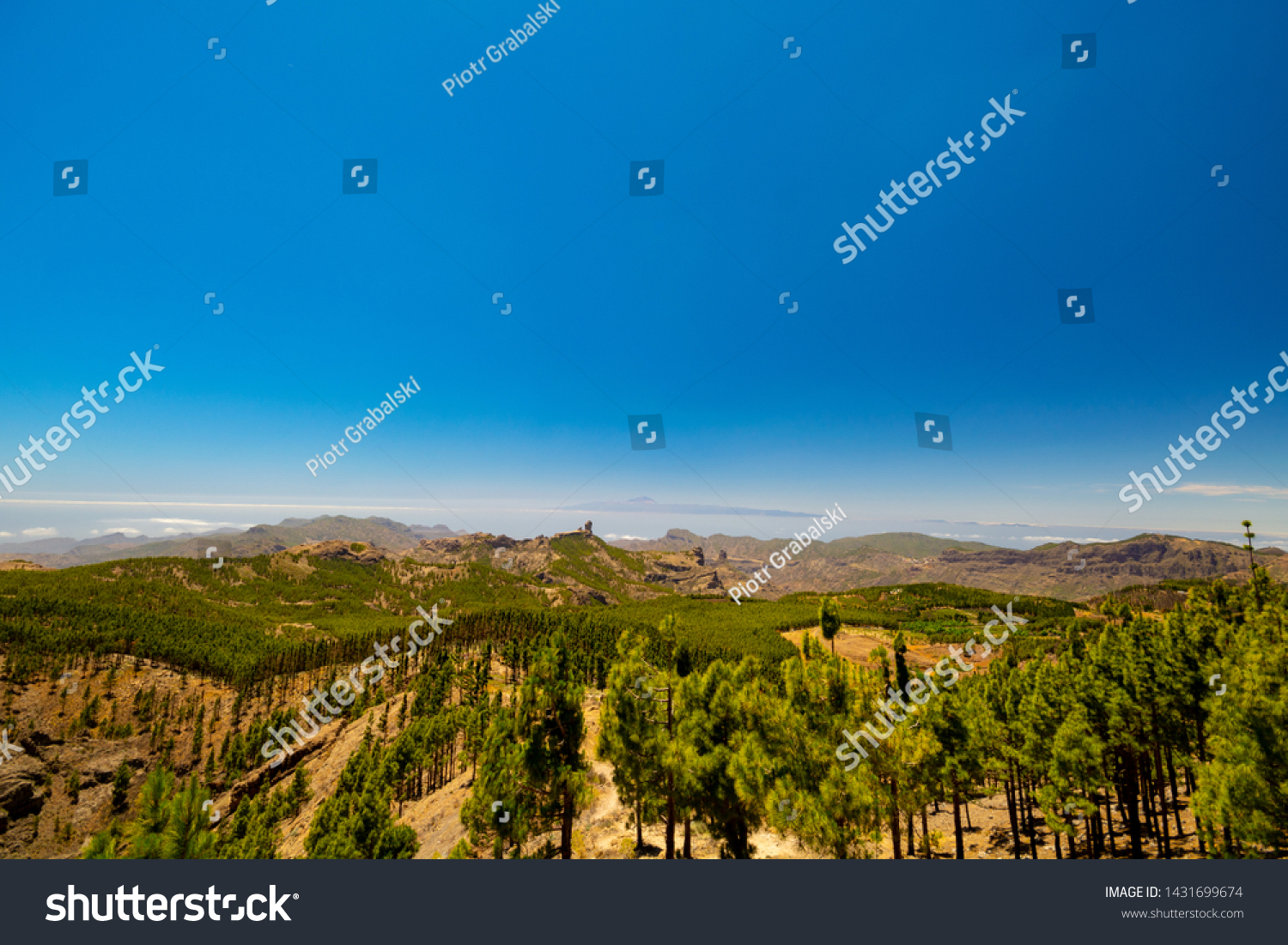 View of Gran Canaria island with Tenerife visible on the horizon #1431699674
