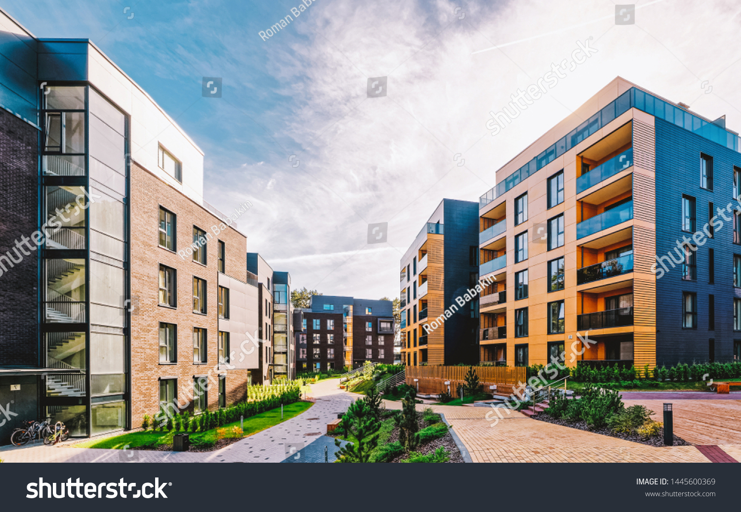 EU Modern european complex of apartment buildings. And outdoor facilities. Mixed media. #1445600369