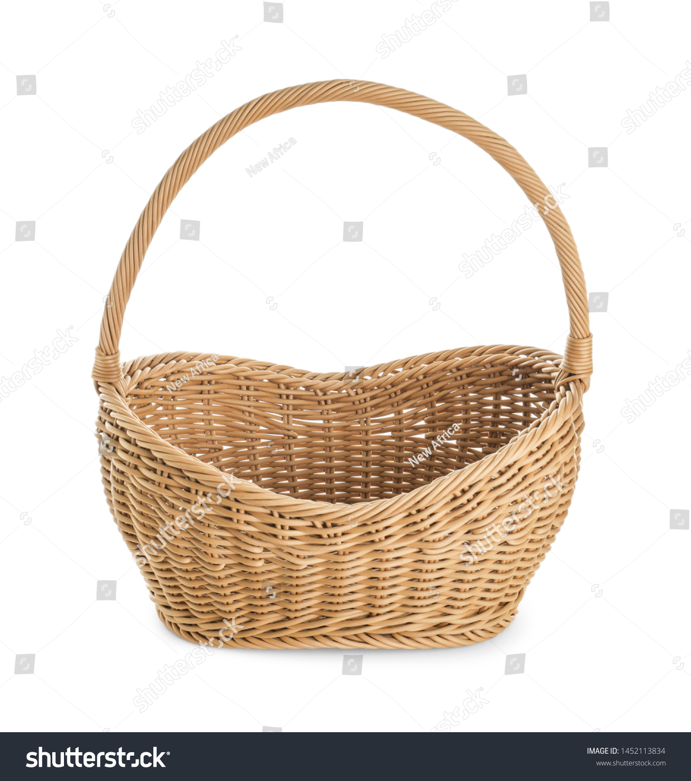 Empty wicker picnic basket on white background #1452113834