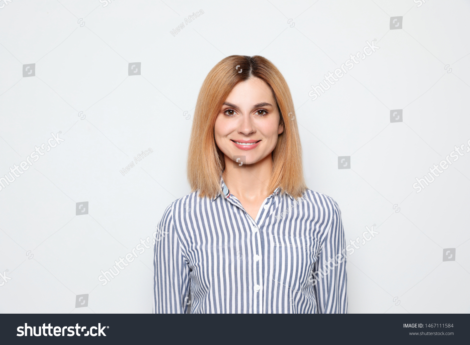 Portrait of woman with beautiful face on white background #1467111584